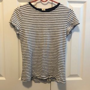 Black and white stripes short sleeve with zipper